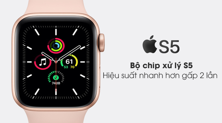 Apple Watch SE 40mm viền nhôm dây cao su hồng - chip S5